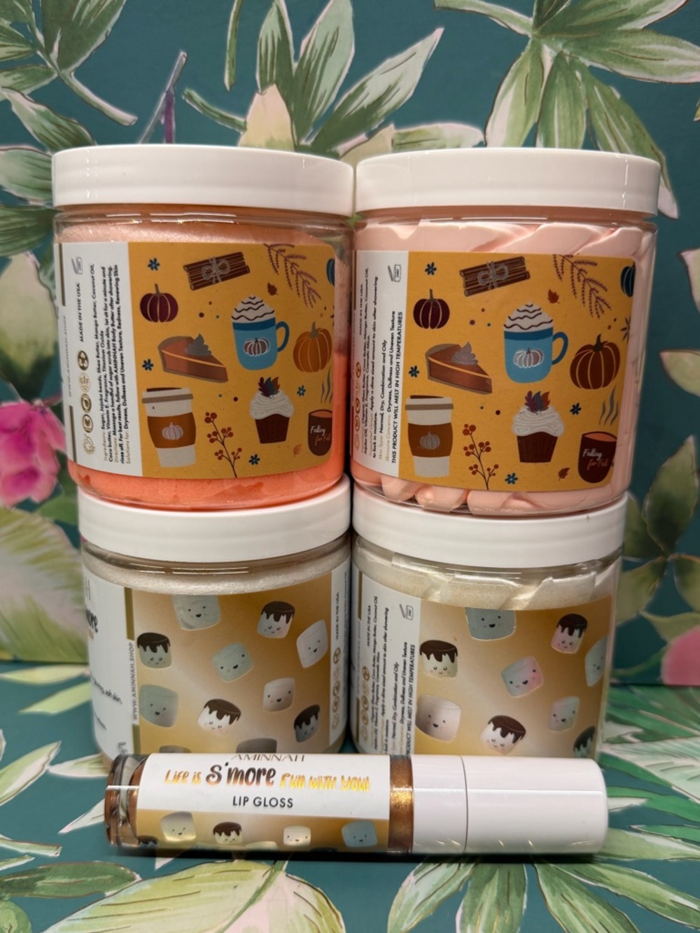 Aminnah Pumpkin Spice Smores Bundle 5pc Butter Scrub Lip Gloss - Picture 2 of 3